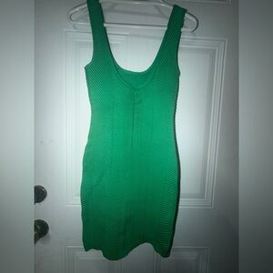 Herve Leger Emerald Green Textured Sleeveless Bandage Dress